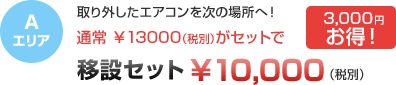 Aエリア 移設セット10000円