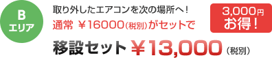 Bエリア 移設セット13000円